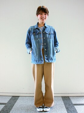 「Right-on（ライトオン）のアイテム（ブルゾン）」を使った、Right-on 店舗スタッフさん（レディース・155cm）の春コーディネート