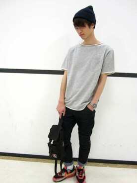 「BEN DAVIS（ベンデイビス）のアイテム（バッグ）」を使った、Right-on 店舗スタッフさん（メンズ・177cm）の春コーディネート