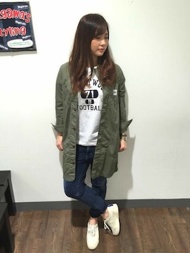 「Lee（リー）のアイテム（ワンピース/ドレス）」を使った、Right-on 店舗スタッフさん（レディース・163cm）の春コーディネート