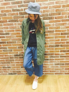 「Lee（リー）のアイテム（ワンピース/ドレス）」を使った、Right-on 店舗スタッフさん（レディース・160cm）の春コーディネート