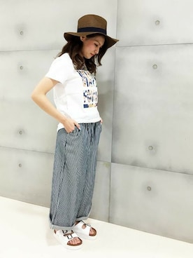 「Right-on（ライトオン）のアイテム（帽子）」を使った、Right-on 店舗スタッフさん（レディース・153cm）の春コーディネート