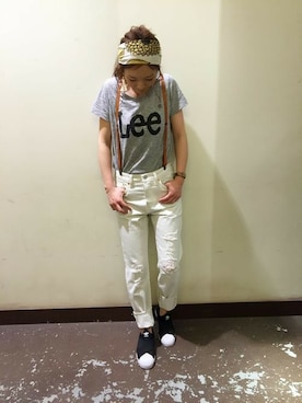 「ホワイトパンツ」｜Right-on 店舗スタッフさん（レディース・160cm）の春コーディネート