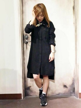 「Right-on（ライトオン）のアイテム（シャツワンピース）」を使った、Right-on 店舗スタッフさん（レディース・155cm）の春コーディネート