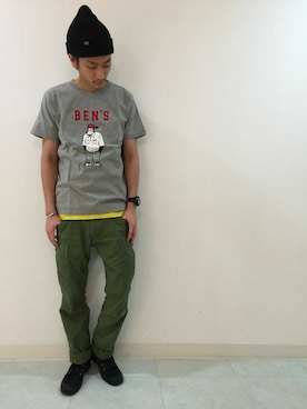 「BEN DAVIS（ベンデイビス）のアイテム（トップス）」を使った、Right-on 店舗スタッフさん（メンズ・180cm）の春コーディネート