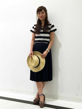 「Right-on（ライトオン）のアイテム（帽子）」を使った、Right-on 店舗スタッフさん（レディース・163cm）の春コーディネート