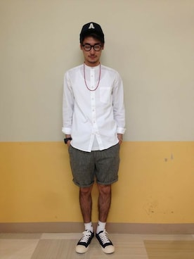 「Champion」｜Right-on 店舗スタッフさん（メンズ・176cm）の夏コーディネート