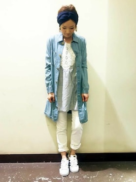 「Lee（リー）のアイテム（ワンピース/ドレス）」を使った、Right-on 店舗スタッフさん（レディース・160cm）の夏コーディネート