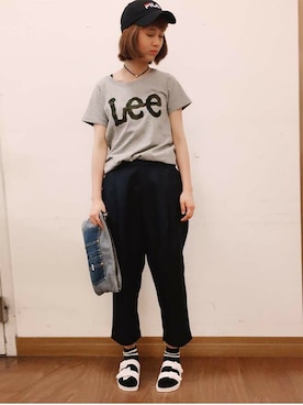 「アイテム（クラッチバッグ、その他）」を使った、Right-on 店舗スタッフさん（レディース・164cm）の夏コーディネート