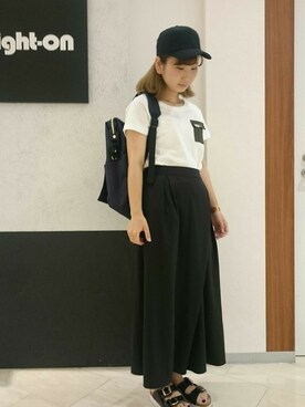 「Right-on（ライトオン）のアイテム（キャップ）」を使った、Right-on 店舗スタッフさん（レディース・160cm）の夏コーディネート