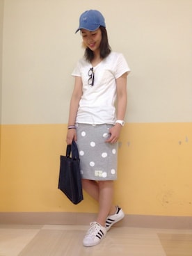 「RUSSELL（ラッセル）のアイテム」を使った、Right-on 店舗スタッフさん（レディース・162cm）の夏コーディネート