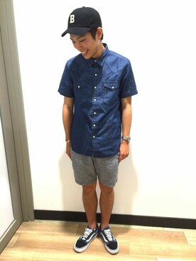 「Right-on（ライトオン）のアイテム（帽子）」を使った、Right-on 店舗スタッフさん（メンズ・175cm）の夏コーディネート