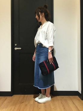 「トート」｜Right-on 店舗スタッフさん（レディース・166cm）の夏コーディネート