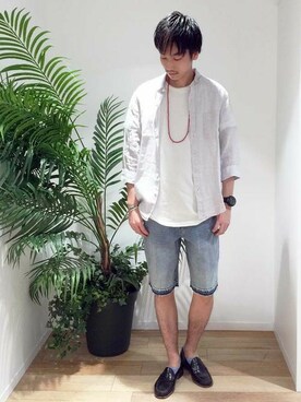 「Right-on（ライトオン）のアイテム（デニムパンツ）」を使った、Right-on 店舗スタッフさん（メンズ・180cm）の夏コーディネート