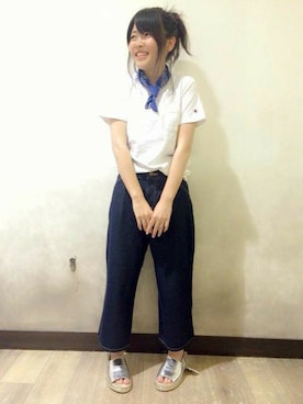 「LEE」｜Right-on 店舗スタッフさん（レディース・152cm）の夏コーディネート