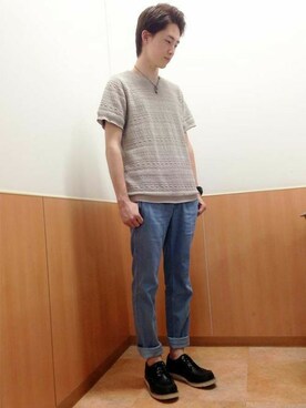 「Right-on（ライトオン）のアイテム（ニット/セーター）」を使った、Right-on 店舗スタッフさん（メンズ・172cm）の夏コーディネート