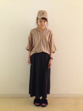 「Right-on（ライトオン）のアイテム（チュニック）」を使った、Right-on 店舗スタッフさん（レディース・162cm）の夏コーディネート