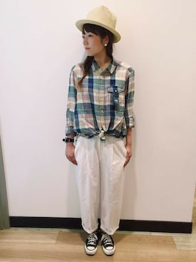 Right-on 店舗スタッフさん（レディース・158cm）の夏コーディネート