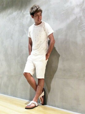 「Right-on（ライトオン）のアイテム（サンダル）」を使った、Right-on 店舗スタッフさん（メンズ・180cm）の夏コーディネート