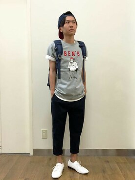 「BEN DAVIS（ベンデイビス）のアイテム（キャップ）」を使った、Right-on 店舗スタッフさん（メンズ・170cm）の夏コーディネート