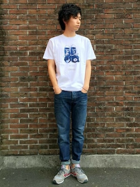 「CONVERSE（コンバース）のアイテム（Tシャツ/カットソー）」を使った、Right-on 店舗スタッフさん（メンズ・174cm）の夏コーディネート