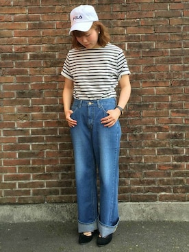 「LEE」｜Right-on 店舗スタッフさん（レディース・158cm）の夏コーディネート