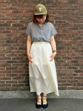 Right-on 店舗スタッフさん（レディース・158cm）の夏コーディネート