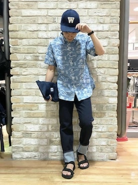 「reyn spooner（レインスプーナー）のアイテム」を使った、Right-on 店舗スタッフさん（メンズ・167cm）の夏コーディネート