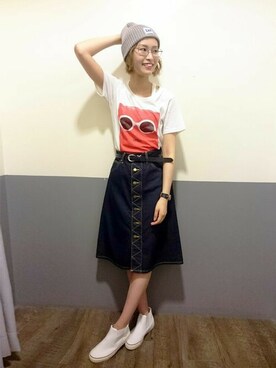 Right-on 店舗スタッフさん（レディース・168cm）の夏コーディネート