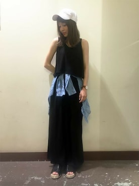 Right-on 店舗スタッフさん（レディース・154cm）の夏コーディネート