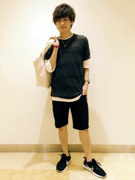 「Right-on（ライトオン）のアイテム（トートバッグ）」を使った、Right-on 店舗スタッフさん（メンズ・165cm）の夏コーディネート