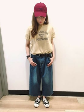 「LEE」｜Right-on 店舗スタッフさん（レディース・158cm）の夏コーディネート