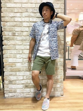 「reyn spooner（レインスプーナー）のアイテム」を使った、Right-on 店舗スタッフさん（メンズ・163cm）の夏コーディネート