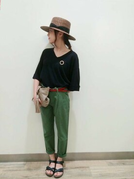 Right-on 店舗スタッフさん（レディース・155cm）の夏コーディネート