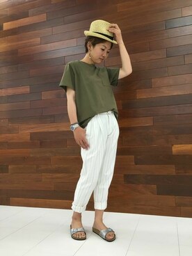 Right-on 店舗スタッフさん（レディース・158cm）の夏コーディネート