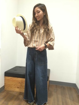 「Right-on（ライトオン）のアイテム（チュニック）」を使った、Right-on 店舗スタッフさん（レディース・160cm）の夏コーディネート