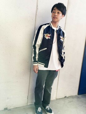 「Right-on（ライトオン）のアイテム（ブルゾン）」を使った、Right-on 店舗スタッフさん（メンズ・170cm）の秋コーディネート