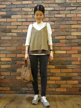 「Right-on（ライトオン）のアイテム（アンサンブル）」を使った、Right-on 店舗スタッフさん（レディース・165cm）の秋コーディネート