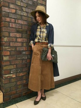「Right-on（ライトオン）のアイテム（チェスターコート）」を使った、Right-on 店舗スタッフさん（レディース・161cm）の秋コーディネート