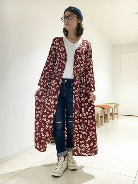 「Right-on（ライトオン）のアイテム（その他アウター）」を使った、Right-on 店舗スタッフさん（レディース・154cm）の秋コーディネート
