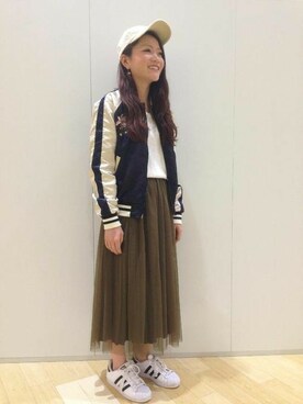 「Right-on（ライトオン）のアイテム（ブルゾン）」を使った、Right-on 店舗スタッフさん（レディース・155cm）の秋コーディネート