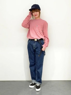 「BEN DAVIS（ベンデイビス）のアイテム（トップス）」を使った、Right-on 店舗スタッフさん（レディース・168cm）の秋コーディネート