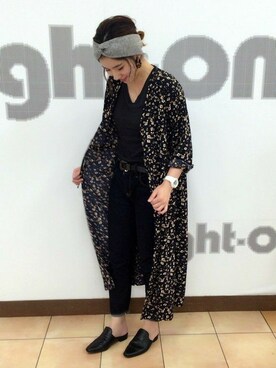 「Right-on（ライトオン）のアイテム（チェスターコート）」を使った、Right-on 店舗スタッフさん（レディース・162cm）の秋コーディネート