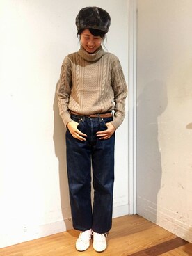 「Right-on（ライトオン）のアイテム（ハンチング/ベレー帽）」を使った、Right-on 店舗スタッフさん（レディース・160cm）の秋コーディネート