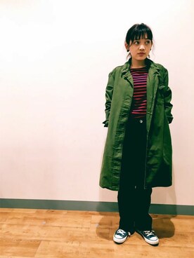 「Right-on（ライトオン）のアイテム（チェスターコート）」を使った、Right-on 店舗スタッフさん（レディース・155cm）の秋コーディネート