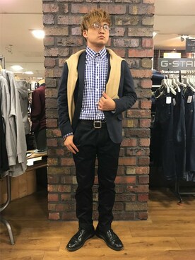 「Right-on（ライトオン）のアイテム（チノパンツ）」を使った、Right-on 店舗スタッフさん（メンズ・169cm）の秋コーディネート