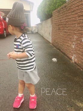 「ONE（ワン）のアイテム（その他）」を使った、yuunaさん（キッズ・90cm）の秋コーディネート