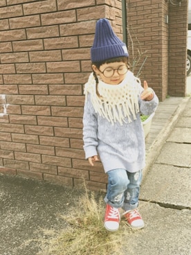 「e.a.B（エーアーベー）のアイテム（パンツ）」を使った、yuunaさん（キッズ・90cm）の秋コーディネート