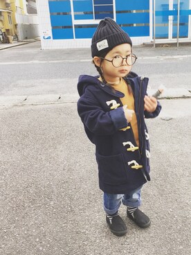 「e.a.B（エーアーベー）のアイテム（パンツ）」を使った、yuunaさん（キッズ・90cm）の冬コーディネート