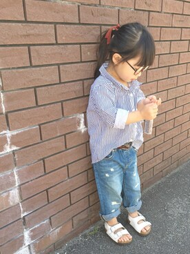 「SMELLY（スメリー）のアイテム」を使った、yuunaさん（キッズ・100cm）の春コーディネート