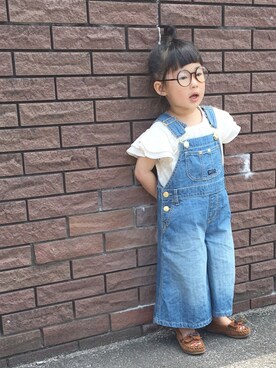 「abcd（ナシ）のアイテム（オールインワン・サロペット）」を使った、yuunaさん（キッズ・100cm）の春コーディネート